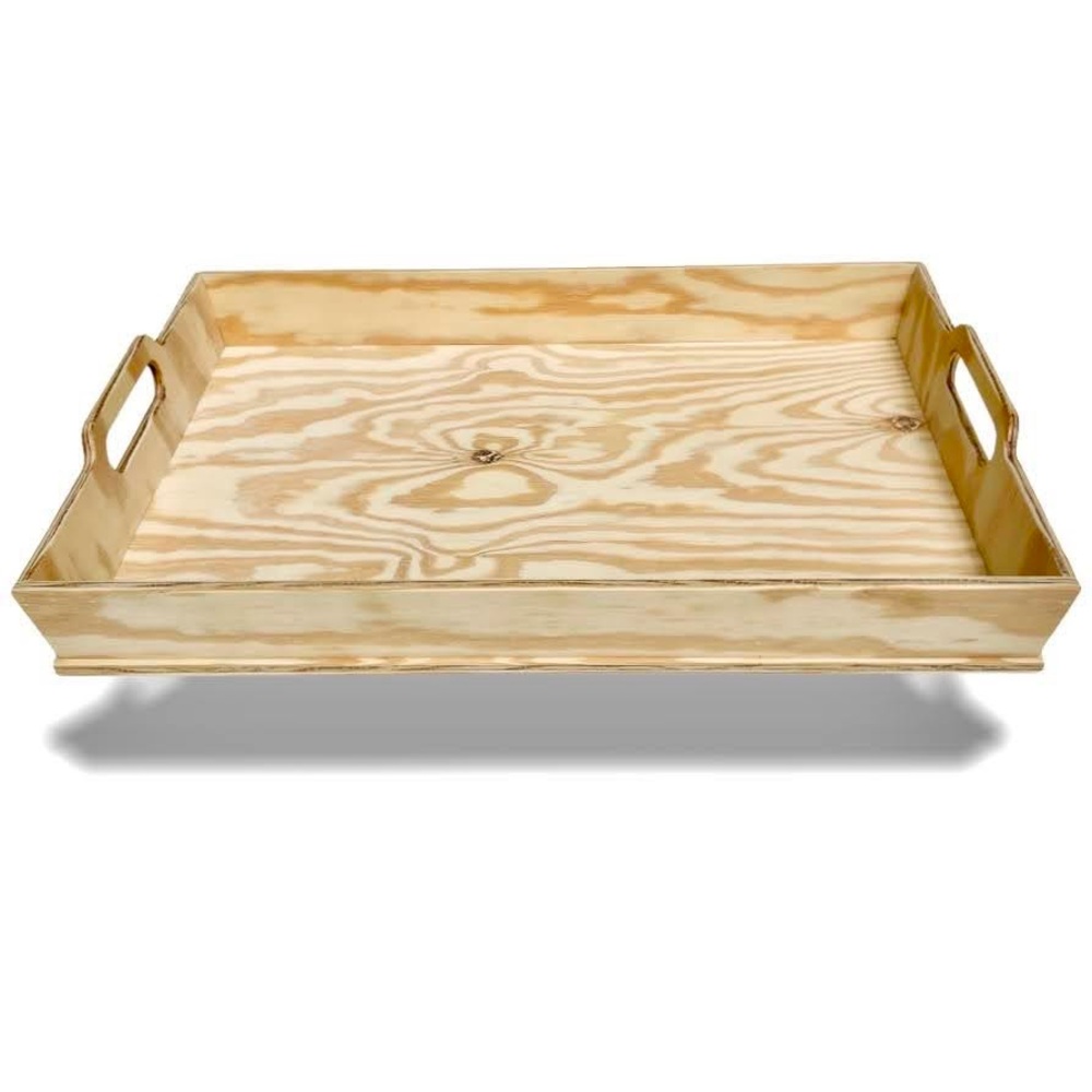 DIY Handmade Tray Pinewood Unfinished Handles Rectangular Rustic